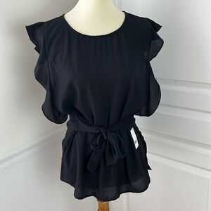 NWT Dip Woven Ruffle Tank/Blouse